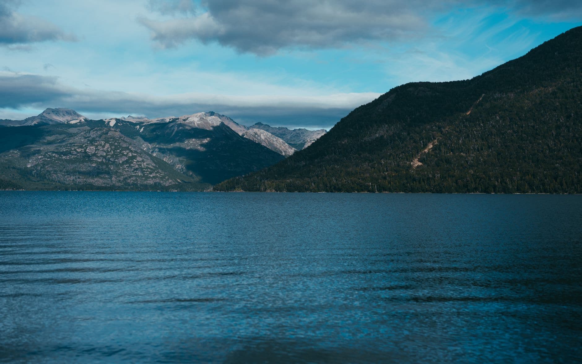 Breathtaking view of Nahuel Huapi Lake and surrounding mountains in Bariloche, Argentina.
