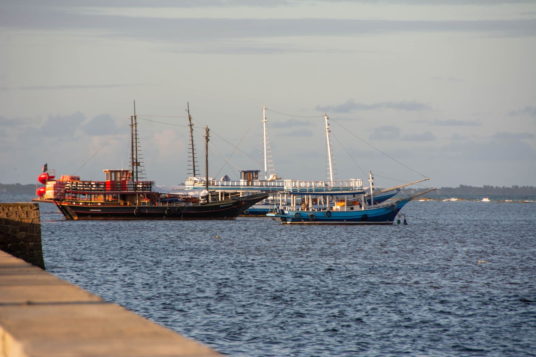 Charming traditional boats moored in Porto Seguro, Bahia, capturing the serene coastal ambiance.